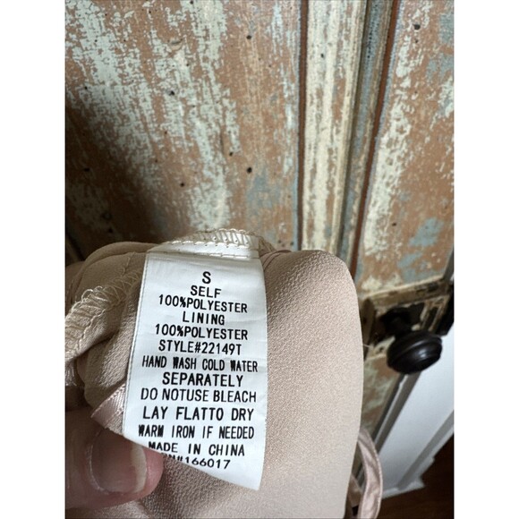 Blue B Blush Colored Halter Top With Rhinestone Fringe Small Handkerchief Hem - Picture 6 of 6